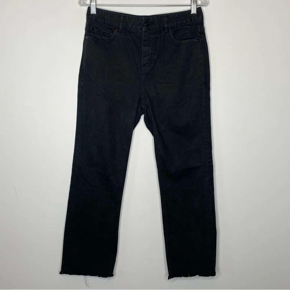 Kate Spade High Rise Broome Street Straight Leg Cropped Frayed Hem Jeans